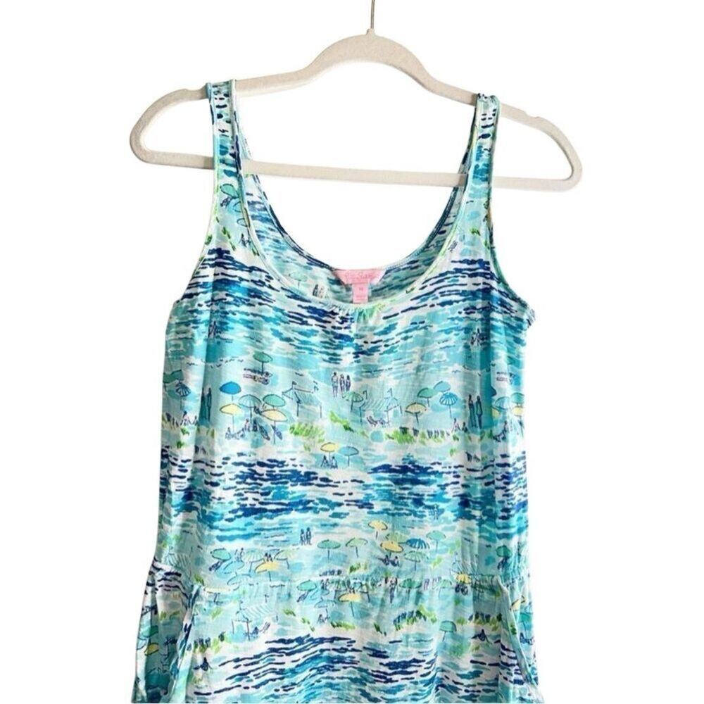 Lilly Pulitzer Dress Size XS Blue Sleeveless High Tide Toile Beach Print - Picture 4 of 8